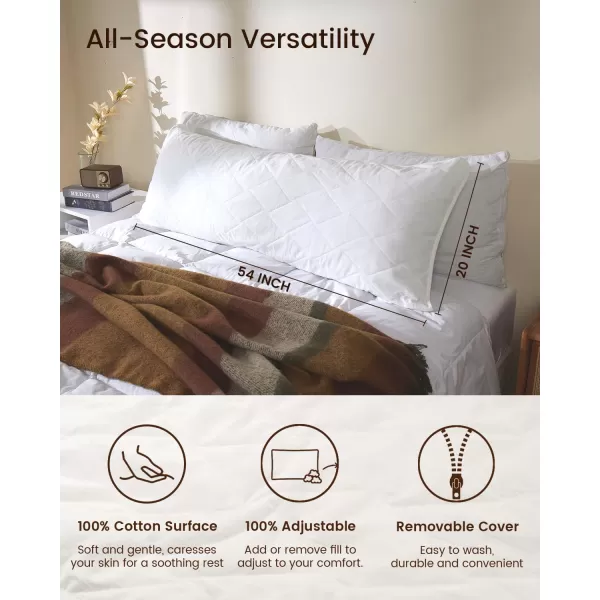 ZonLi Fluffy Body Pillow Full Body Pillows for Adults Long Pillow for Sleeping with Removable Cover and Adjustable Filling for Side Sleeper ampamp PregnancyLarge and Firm Pillow Machine WashableGreyLinen White