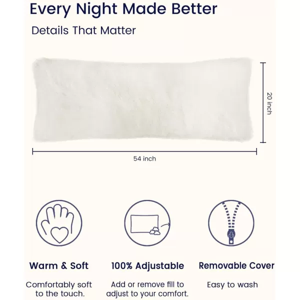 ZonLi Fluffy Body Pillow Full Body Pillows for Adults Long Pillow for Sleeping with Removable Cover and Adjustable Filling for Side Sleeper ampamp PregnancyLarge and Firm Pillow Machine WashableGreyWhite