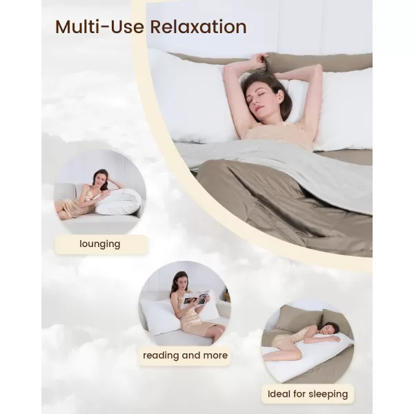 ZonLi Fluffy Body Pillow Full Body Pillows for Adults Long Pillow for Sleeping with Removable Cover and Adjustable Filling for Side Sleeper ampamp PregnancyLarge and Firm Pillow Machine WashableGreyLinen White