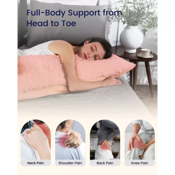 ZonLi Fluffy Body Pillow Full Body Pillows for Adults Long Pillow for Sleeping with Removable Cover and Adjustable Filling for Side Sleeper ampamp PregnancyLarge and Firm Pillow Machine WashableGreyPink