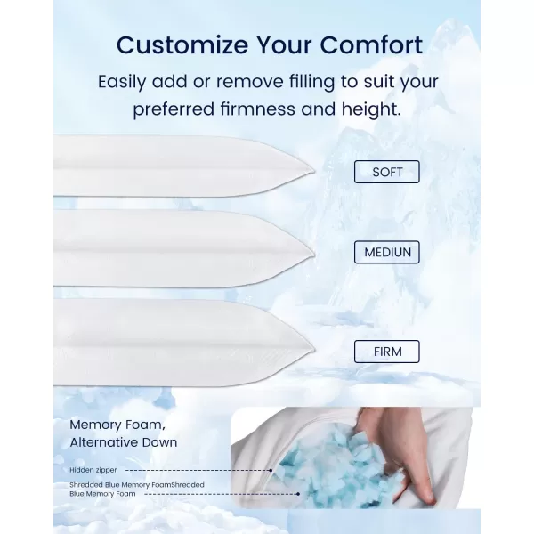 ZonLi Fluffy Body Pillow Full Body Pillows for Adults Long Pillow for Sleeping with Removable Cover and Adjustable Filling for Side Sleeper ampamp PregnancyLarge and Firm Pillow Machine WashableGreyCloud White