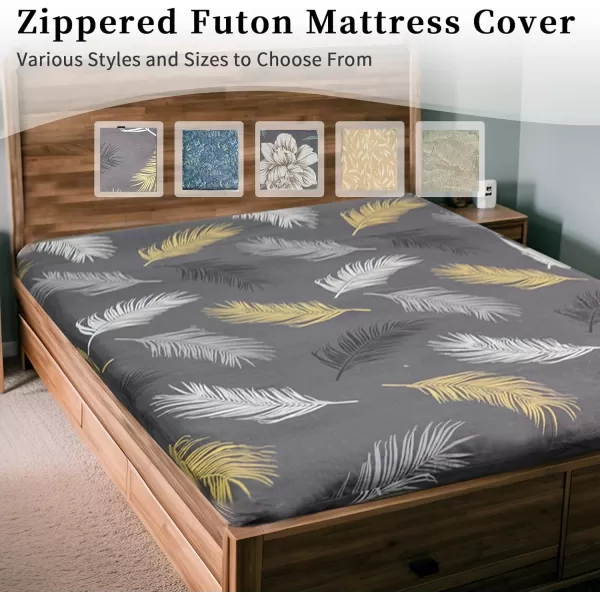 ZonLi Futon Mattress Cover Full Size for Traditional Japanese Floor Futon Mattress with ZipperTatami Floor Sleeping Mat CoverSuper Soft and Machine Washable 54x80 Tropic Leaves