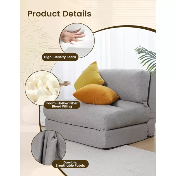 ZonLi Futon Sofa BedConvertible Folding Mattress Sleeper Chair Twin SizeMemory Foam Futon Sofa Couch with Washable Coverfor Living RoomDormGuest RoomHome OfficeLoft Apartment GrayGrey