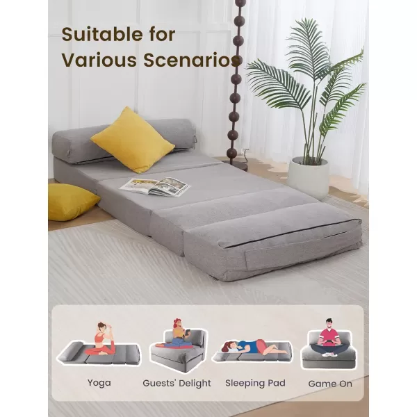 ZonLi Futon Sofa BedConvertible Folding Mattress Sleeper Chair Twin SizeMemory Foam Futon Sofa Couch with Washable Coverfor Living RoomDormGuest RoomHome OfficeLoft Apartment GrayGrey