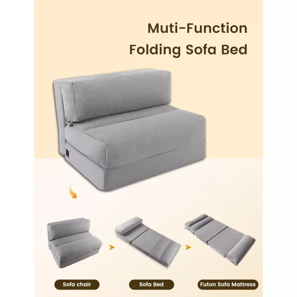 ZonLi Futon Sofa BedConvertible Folding Mattress Sleeper Chair Twin SizeMemory Foam Futon Sofa Couch with Washable Coverfor Living RoomDormGuest RoomHome OfficeLoft Apartment GrayGrey