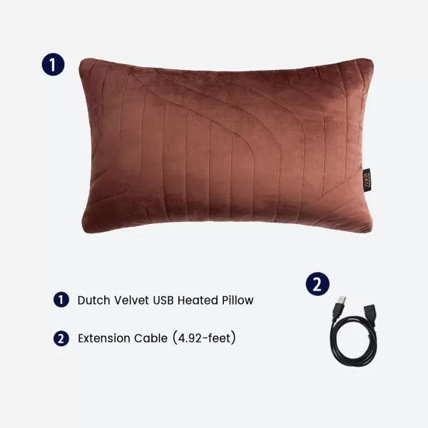 ZonLi Heated Lumbar Support Pillow for Office Chair USB Heated Throw Pillow for Pain Relief Dutch Velvet Heated Back Pillow Couch Cusion 3 Heat Settings Removable and Washable PillowcaseBurgundy