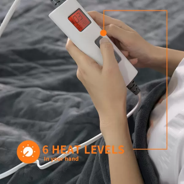 ZonLi Heated Throw Blanket Electric Blanket Throw with 6 Heating Levels ampamp 110H Auto OffMachine Washable Soft Flannel Heating Blanket for Bedroom Office CouchETL CertifiedGrey50quot 60quotGrey