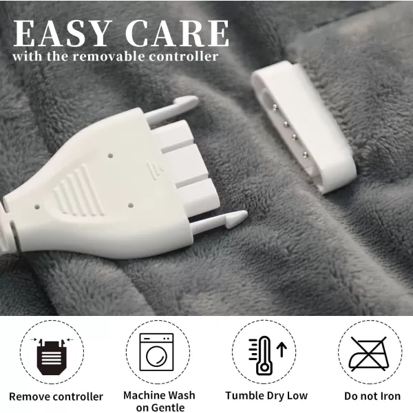 ZonLi Heated Throw Blanket Electric Blanket Throw with 6 Heating Levels ampamp 110H Auto OffMachine Washable Soft Flannel Heating Blanket for Bedroom Office CouchETL CertifiedGrey50quot 60quotGrey