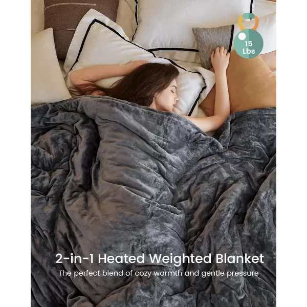 ZonLi Heated Weighted Blanket 15lbs 60x80 Queen Size Weighted Heated Blanket for Adults Fast Heating 10 Heating Levels ampamp 12H Auto ShutOff Soft Comfort Flannel Heavy Blanket with Glass Beads60x80 15lbs