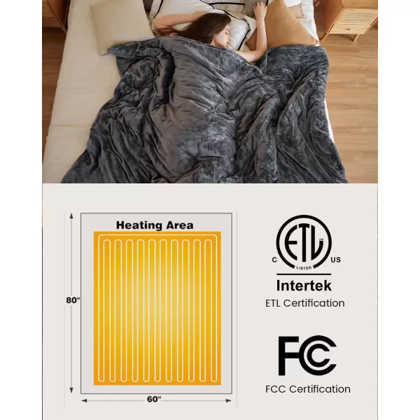 ZonLi Heated Weighted Blanket 15lbs 60x80 Queen Size Weighted Heated Blanket for Adults Fast Heating 10 Heating Levels ampamp 12H Auto ShutOff Soft Comfort Flannel Heavy Blanket with Glass Beads60x80 15lbs