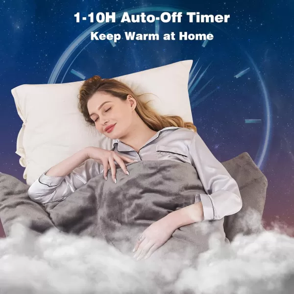 ZonLi Heated Weighted Blanket 60x80 Queen Size 20lbs Weighted Electric Blanket for Adults 10 Heating Levels Soft Comfort Flannel Fleece Heavy Electric Blanket with Glass Beads GreyGrey