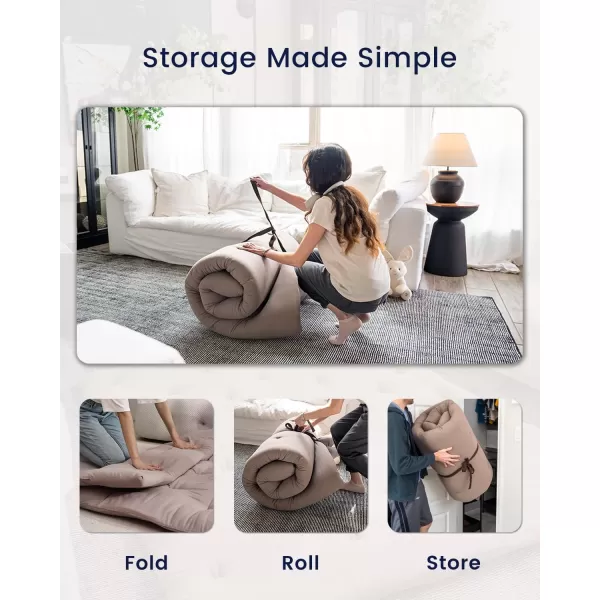 ZonLi Japanese Floor Futon Mattress Full Size 54quotx 80quot100 Cotton 25 Thicken Tatami MattressFoldable Sleeping PadPortable Dormitory Tatami MatRoll Up Floor Lounger Bed for Adult Light GreyGrey