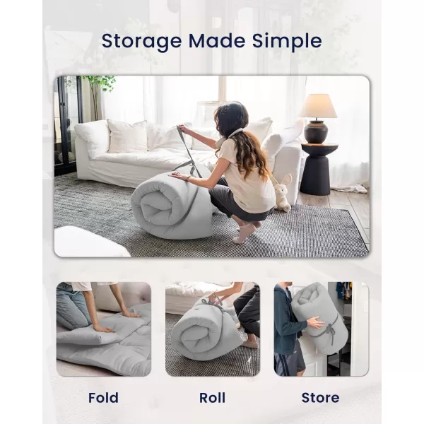 ZonLi Japanese Floor Futon Mattress Full Size 54quotx 80quot100 Cotton 25 Thicken Tatami MattressFoldable Sleeping PadPortable Dormitory Tatami MatRoll Up Floor Lounger Bed for Adult Light GreyLight Grey