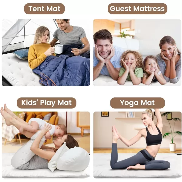 ZonLi Japanese Floor Futon Mattress Full Size 54quotx 80quot100 Cotton 25 Thicken Tatami MattressFoldable Sleeping PadPortable Dormitory Tatami MatRoll Up Floor Lounger Bed for Adult Light GreyWhite