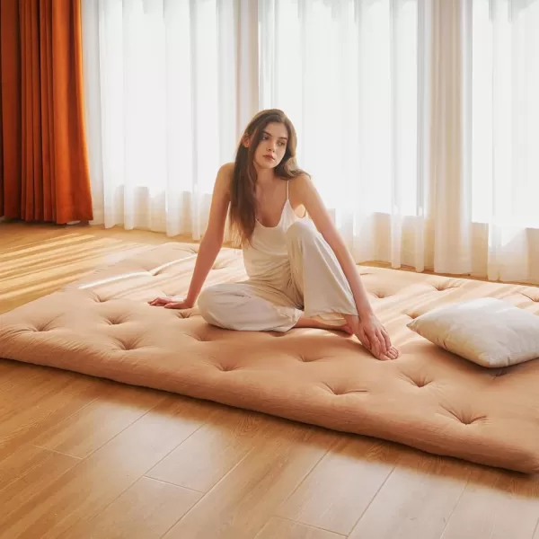 ZonLi Japanese Floor Futon Mattress Full Size 54quotx 80quot100 Cotton 25 Thicken Tatami MattressFoldable Sleeping PadPortable Dormitory Tatami MatRoll Up Floor Lounger Bed for Adult Light GreyBurro