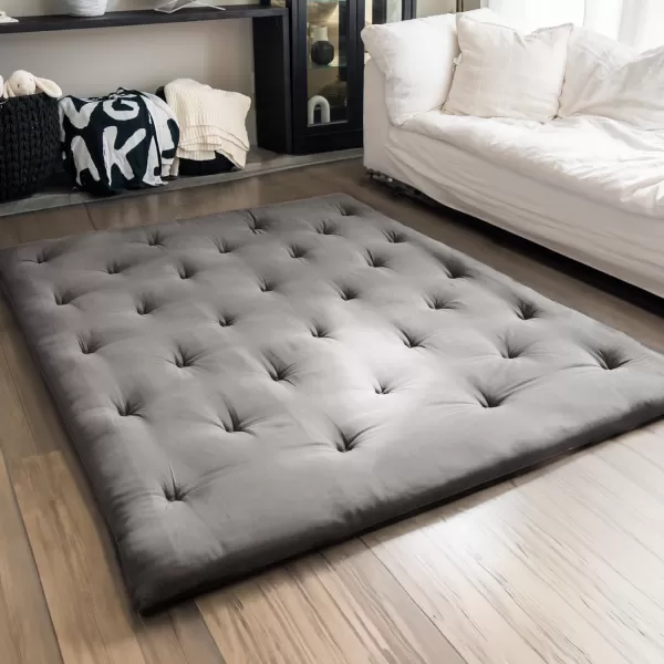 ZonLi Japanese Floor Futon Mattress Full Size 54quotx 80quot100 Cotton 25 Thicken Tatami MattressFoldable Sleeping PadPortable Dormitory Tatami MatRoll Up Floor Lounger Bed for Adult Light GreyGrey