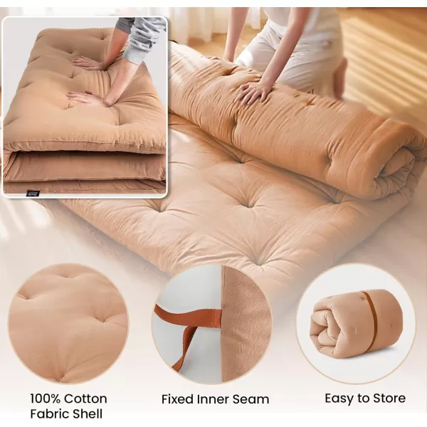 ZonLi Japanese Floor Futon Mattress Full Size 54quotx 80quot100 Cotton 25 Thicken Tatami MattressFoldable Sleeping PadPortable Dormitory Tatami MatRoll Up Floor Lounger Bed for Adult Light GreyBurro