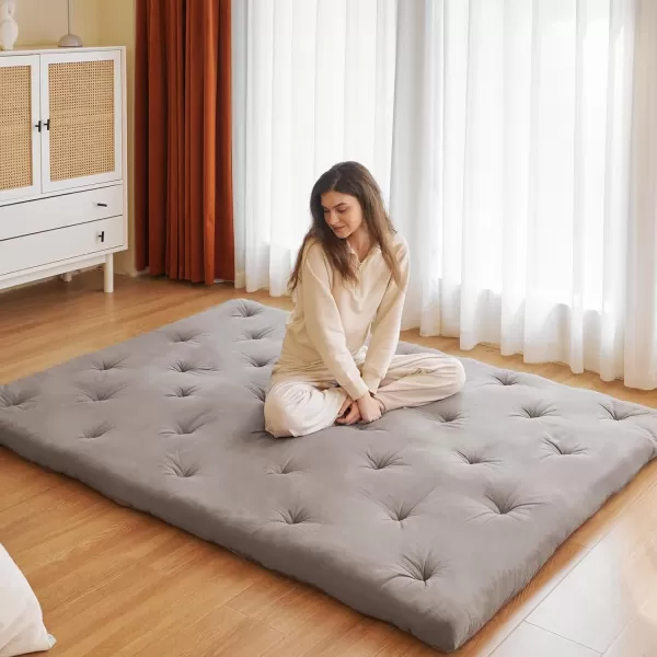 ZonLi Japanese Floor Futon Mattress Full Size 54quotx 80quot100 Cotton 25 Thicken Tatami MattressFoldable Sleeping PadPortable Dormitory Tatami MatRoll Up Floor Lounger Bed for Adult Light GreyGrey