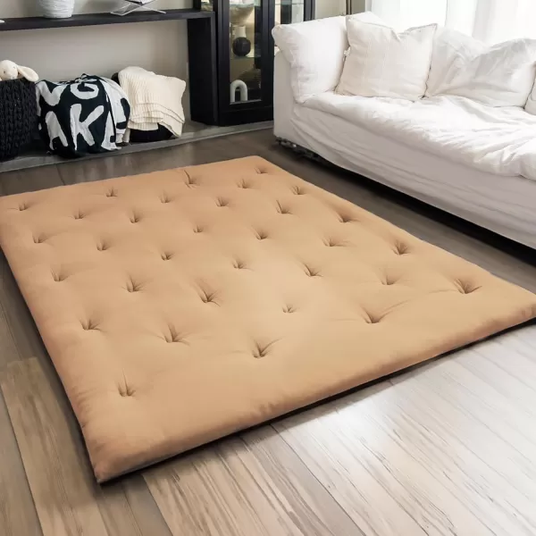 ZonLi Japanese Floor Futon Mattress Full Size 54quotx 80quot100 Cotton 25 Thicken Tatami MattressFoldable Sleeping PadPortable Dormitory Tatami MatRoll Up Floor Lounger Bed for Adult Light GreyKhaki