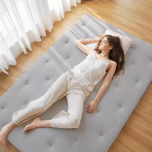 ZonLi Japanese Floor Futon Mattress Full Size 54quotx 80quot100 Cotton 25 Thicken Tatami MattressFoldable Sleeping PadPortable Dormitory Tatami MatRoll Up Floor Lounger Bed for Adult Light GreyLight Grey