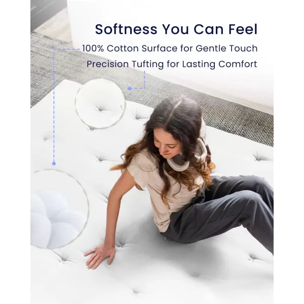 ZonLi Japanese Floor Futon Mattress Full Size 54quotx 80quot100 Cotton 25 Thicken Tatami MattressFoldable Sleeping PadPortable Dormitory Tatami MatRoll Up Floor Lounger Bed for Adult Light GreyWhite