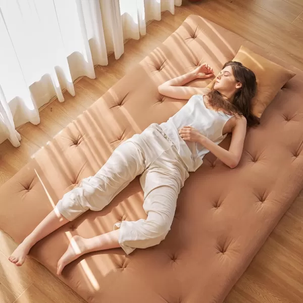 ZonLi Japanese Floor Futon Mattress Full Size 54quotx 80quot100 Cotton 25 Thicken Tatami MattressFoldable Sleeping PadPortable Dormitory Tatami MatRoll Up Floor Lounger Bed for Adult Light GreyBurro