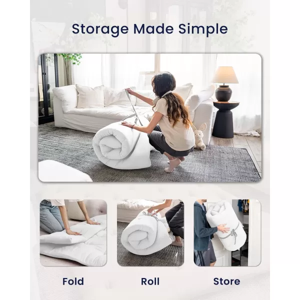 ZonLi Japanese Floor Futon Mattress Full Size 54quotx 80quot100 Cotton 25 Thicken Tatami MattressFoldable Sleeping PadPortable Dormitory Tatami MatRoll Up Floor Lounger Bed for Adult Light GreyWhite