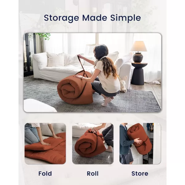 ZonLi Japanese Floor Futon Mattress Full Size 54quotx 80quot100 Cotton 25 Thicken Tatami MattressFoldable Sleeping PadPortable Dormitory Tatami MatRoll Up Floor Lounger Bed for Adult Light GreyCinnamon