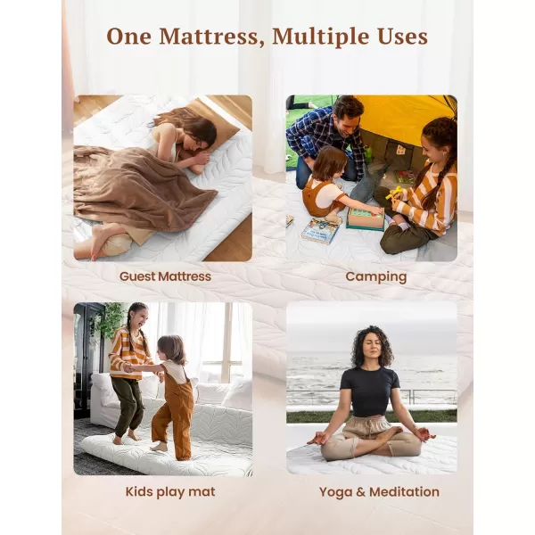 ZonLi Japanese Floor Mattress Futon Mattress Full Size Thicken Roll Up Tatami Mat w 100 Cotton Washable Cover Portable ampamp Foldable Floor Bed Mattress for Sleeping Dormitory Adult Kids CoffeeWhite