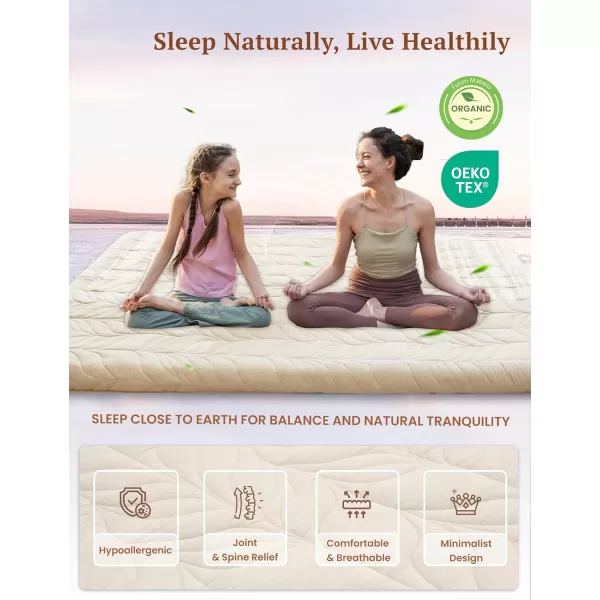 ZonLi Japanese Floor Mattress Futon Mattress Full Size Thicken Roll Up Tatami Mat w 100 Cotton Washable Cover Portable ampamp Foldable Floor Bed Mattress for Sleeping Dormitory Adult Kids CoffeeKhaki