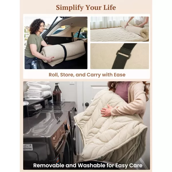 ZonLi Japanese Floor Mattress Futon Mattress Full Size Thicken Roll Up Tatami Mat w 100 Cotton Washable Cover Portable ampamp Foldable Floor Bed Mattress for Sleeping Dormitory Adult Kids CoffeeKhaki