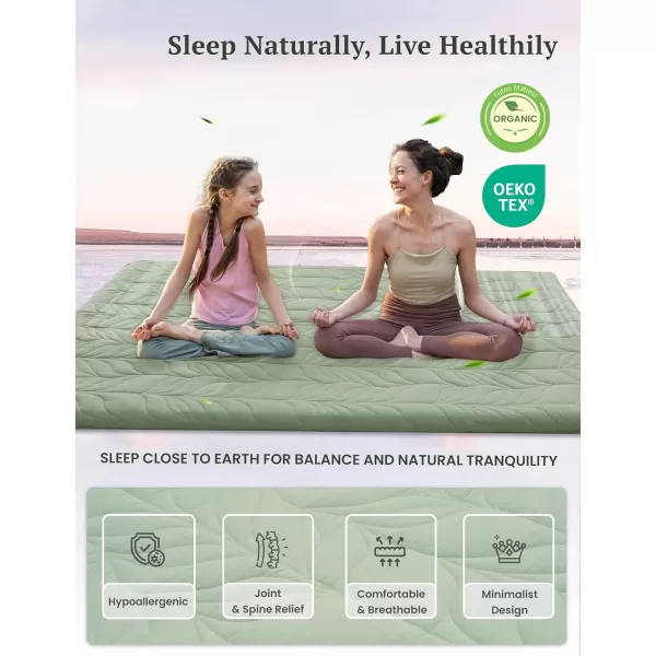 ZonLi Japanese Floor Mattress Futon Mattress Full Size Thicken Roll Up Tatami Mat w 100 Cotton Washable Cover Portable ampamp Foldable Floor Bed Mattress for Sleeping Dormitory Adult Kids CoffeeGreen