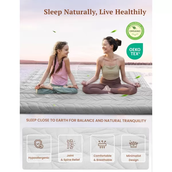 ZonLi Japanese Floor Mattress Futon Mattress Full Size Thicken Roll Up Tatami Mat w 100 Cotton Washable Cover Portable ampamp Foldable Floor Bed Mattress for Sleeping Dormitory Adult Kids CoffeeGrey