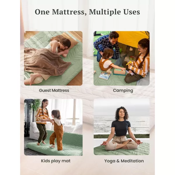 ZonLi Japanese Floor Mattress Futon Mattress Full Size Thicken Roll Up Tatami Mat w 100 Cotton Washable Cover Portable ampamp Foldable Floor Bed Mattress for Sleeping Dormitory Adult Kids CoffeeGreen