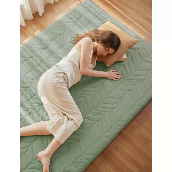 ZonLi Japanese Floor Mattress Futon Mattress Full Size Thicken Roll Up Tatami Mat w 100 Cotton Washable Cover Portable ampamp Foldable Floor Bed Mattress for Sleeping Dormitory Adult Kids CoffeeGreen