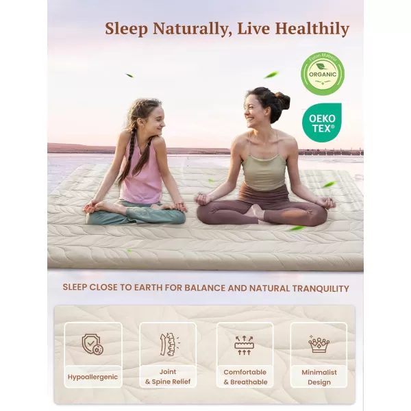 ZonLi Japanese Floor Mattress Futon Mattress Full Size Thicken Roll Up Tatami Mat w 100 Cotton Washable Cover Portable ampamp Foldable Floor Bed Mattress for Sleeping Dormitory Adult Kids CoffeeKhaki