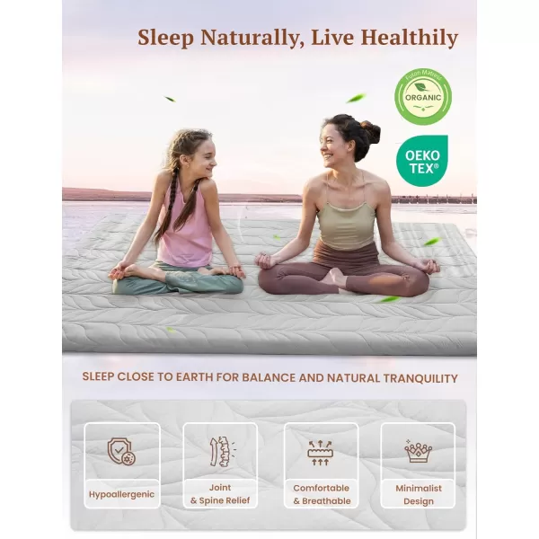 ZonLi Japanese Floor Mattress Futon Mattress Full Size Thicken Roll Up Tatami Mat w 100 Cotton Washable Cover Portable ampamp Foldable Floor Bed Mattress for Sleeping Dormitory Adult Kids CoffeeGrey