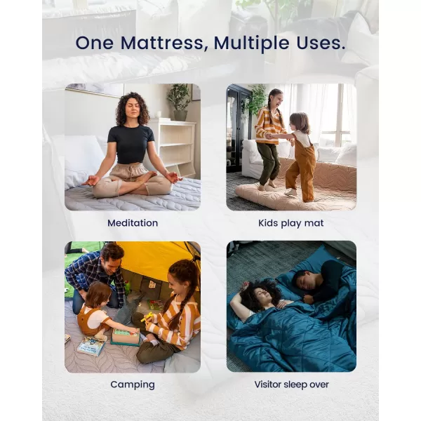 ZonLi Japanese Floor Mattress Futon Mattress Full Size Thicken Roll Up Tatami Mat w 100 Cotton Washable Cover Portable ampamp Foldable Floor Bed Mattress for Sleeping Dormitory Adult Kids CoffeeWhite