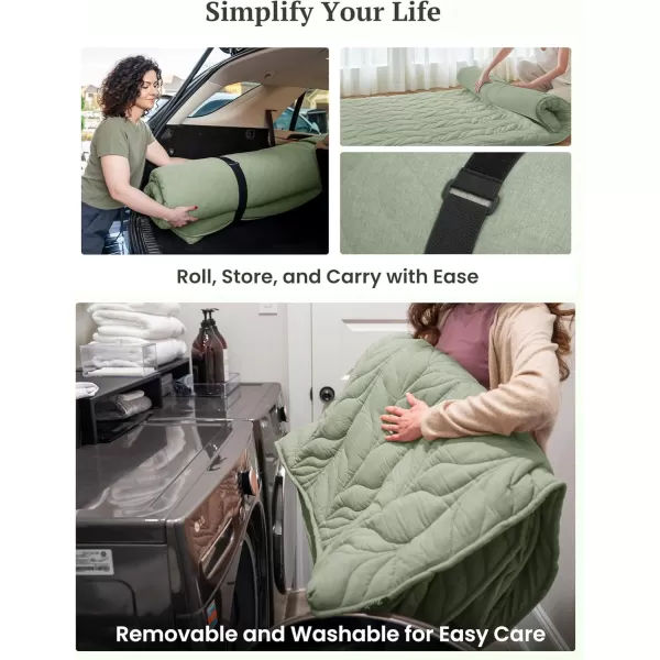 ZonLi Japanese Floor Mattress Futon Mattress Full Size Thicken Roll Up Tatami Mat w 100 Cotton Washable Cover Portable ampamp Foldable Floor Bed Mattress for Sleeping Dormitory Adult Kids CoffeeGreen