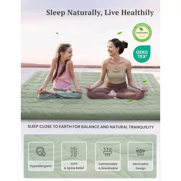ZonLi Japanese Floor Mattress Futon Mattress Full Size Thicken Roll Up Tatami Mat w 100 Cotton Washable Cover Portable ampamp Foldable Floor Bed Mattress for Sleeping Dormitory Adult Kids CoffeeGreen