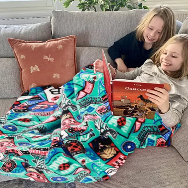 ZonLi Kids Blanket Flannel Fleece Throw Blanket Twin Size 60quot x 80quot Cat Noir Miraculous Ladybug Bluey Blankets for Boys Soft Fuzzy Plush Blanket Cozy for Travel Bed Saint Patrick SpringBlue