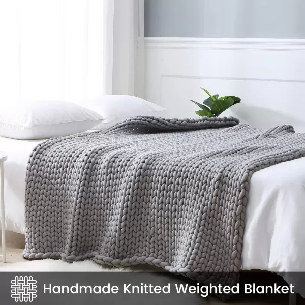 ZonLi Knitted Weighted Blanket 60x8015 poundsHandmade Chunky Knitted Throw Blanket Queen Size for SleepHome Decor for Sofa Bed Suit for AdultsGrey