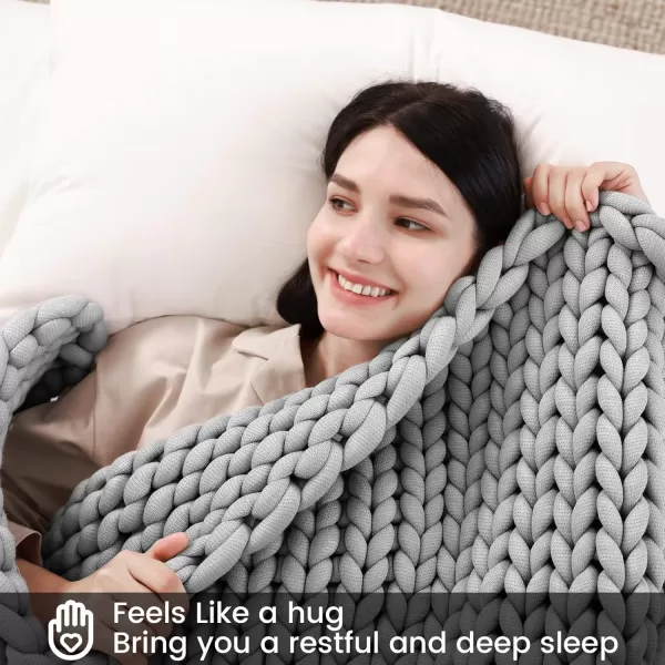 ZonLi Knitted Weighted Blanket 60x8015 poundsHandmade Chunky Knitted Throw Blanket Queen Size for SleepHome Decor for Sofa Bed Suit for AdultsGrey