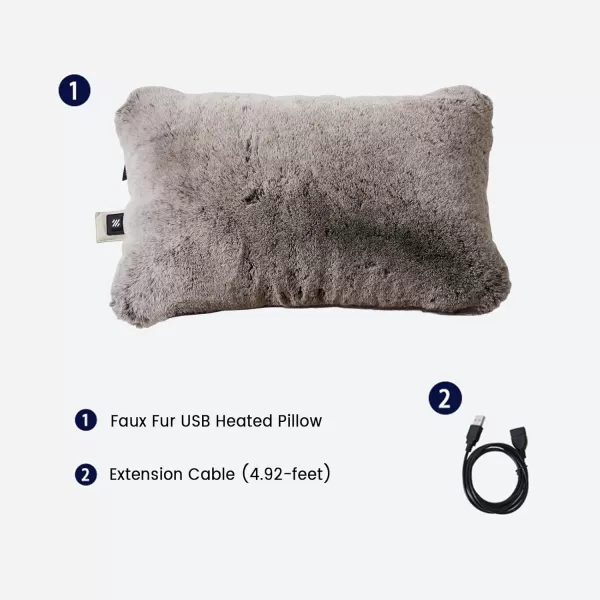 ZonLi Luxury Faux Fur USB Heated Pillow for Pain Relief5v Electric Heated Pillow with 3 Heat Settings104F 140F for Home Office and Camping Removable and Washable PillowcaseCoffee Brown