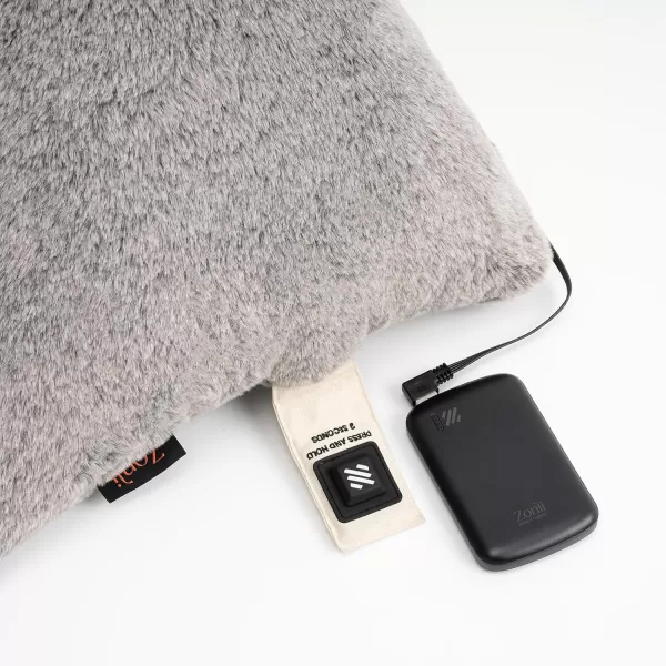 ZonLi Soft Faux Fur USB Heated Pillow for Pain Relief5v Electric Heated Pillow with 3 Heat Settings104F 140F for Home Office and Camping Removable and Washable PillowcaseGrey