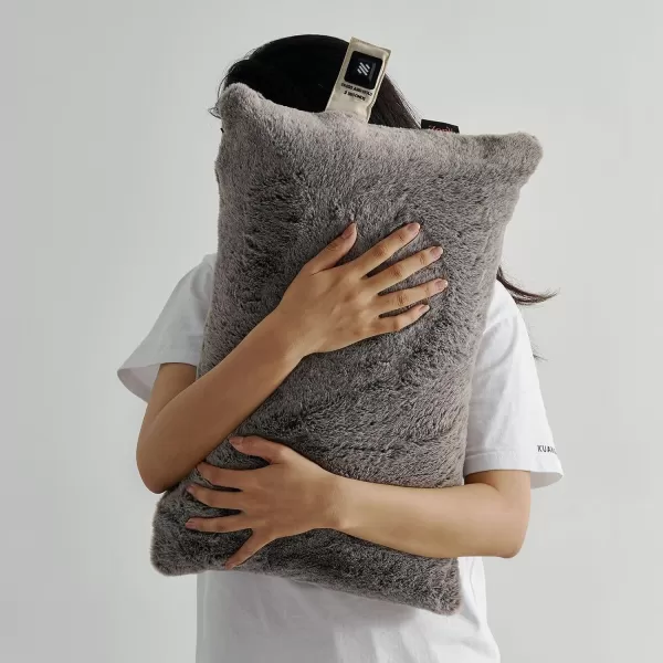 ZonLi Soft Faux Fur USB Heated Pillow for Pain Relief5v Electric Heated Pillow with 3 Heat Settings104F 140F for Home Office and Camping Removable and Washable PillowcaseGrey