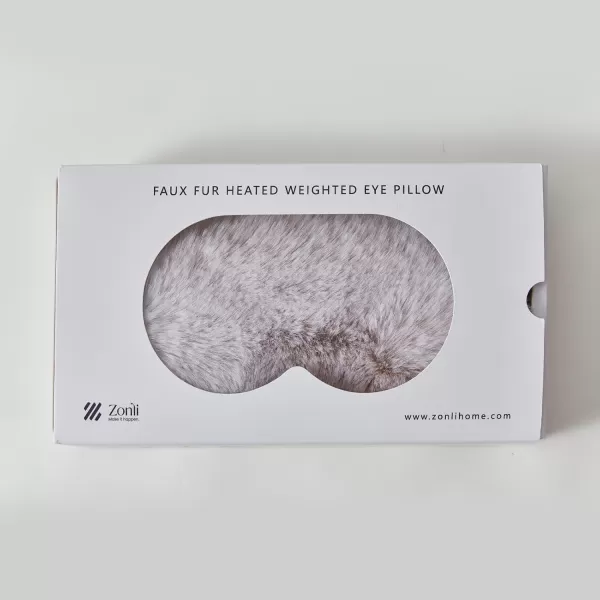ZonLi TempControlled Faux Fur Weighted Eye Pillow SkinFriendly Inner Hot or Cold Pack for Stress Relief Sleep Travel and MeditationBeige