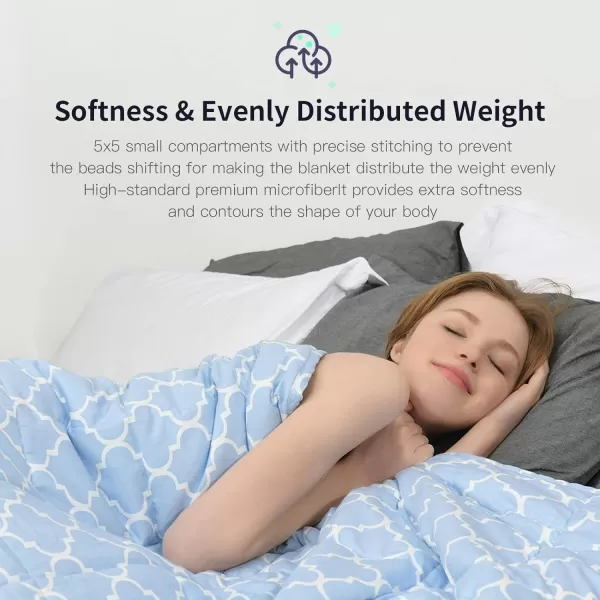 ZonLi Weighted Blanket 60x80 20lbs Queen Size Dark Grey for Adults High Breathability Heavy Blanket Soft Material with Premium Glass BeadsBluewhite
