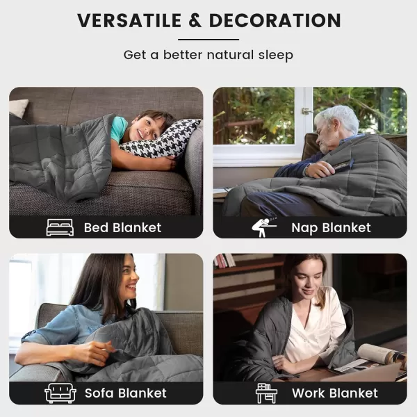 ZonLi Weighted Blanket 60x80 20lbs Queen Size Dark Grey for Adults High Breathability Heavy Blanket Soft Material with Premium Glass BeadsBluewhite