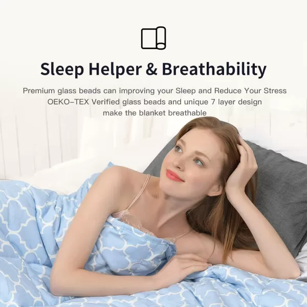 ZonLi Weighted Blanket 60x80 20lbs Queen Size Dark Grey for Adults High Breathability Heavy Blanket Soft Material with Premium Glass BeadsBluewhite